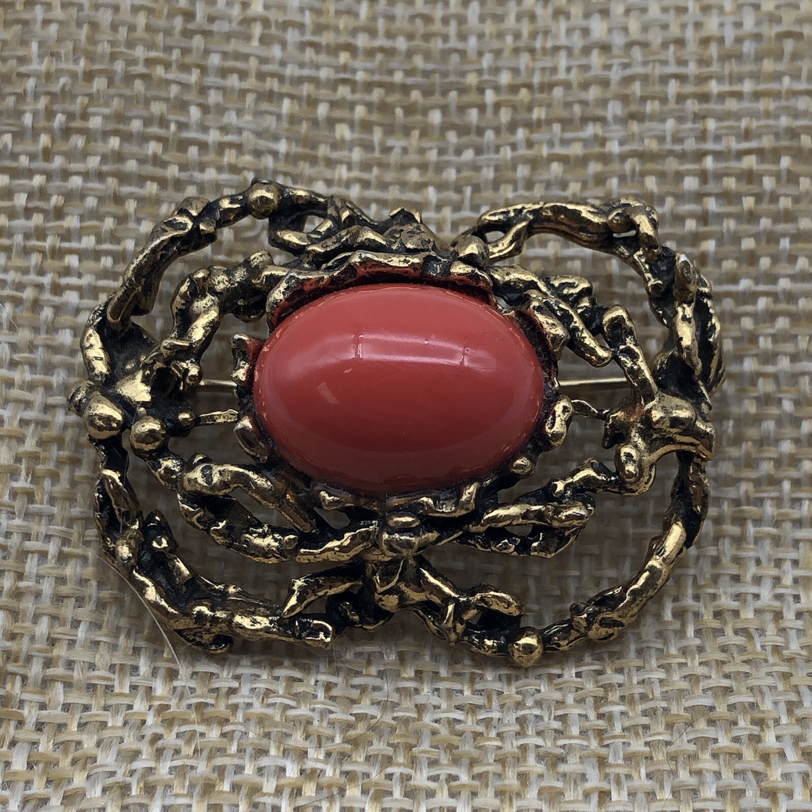 Vintage Zentall Brutalist Textured cabochon brooch pin