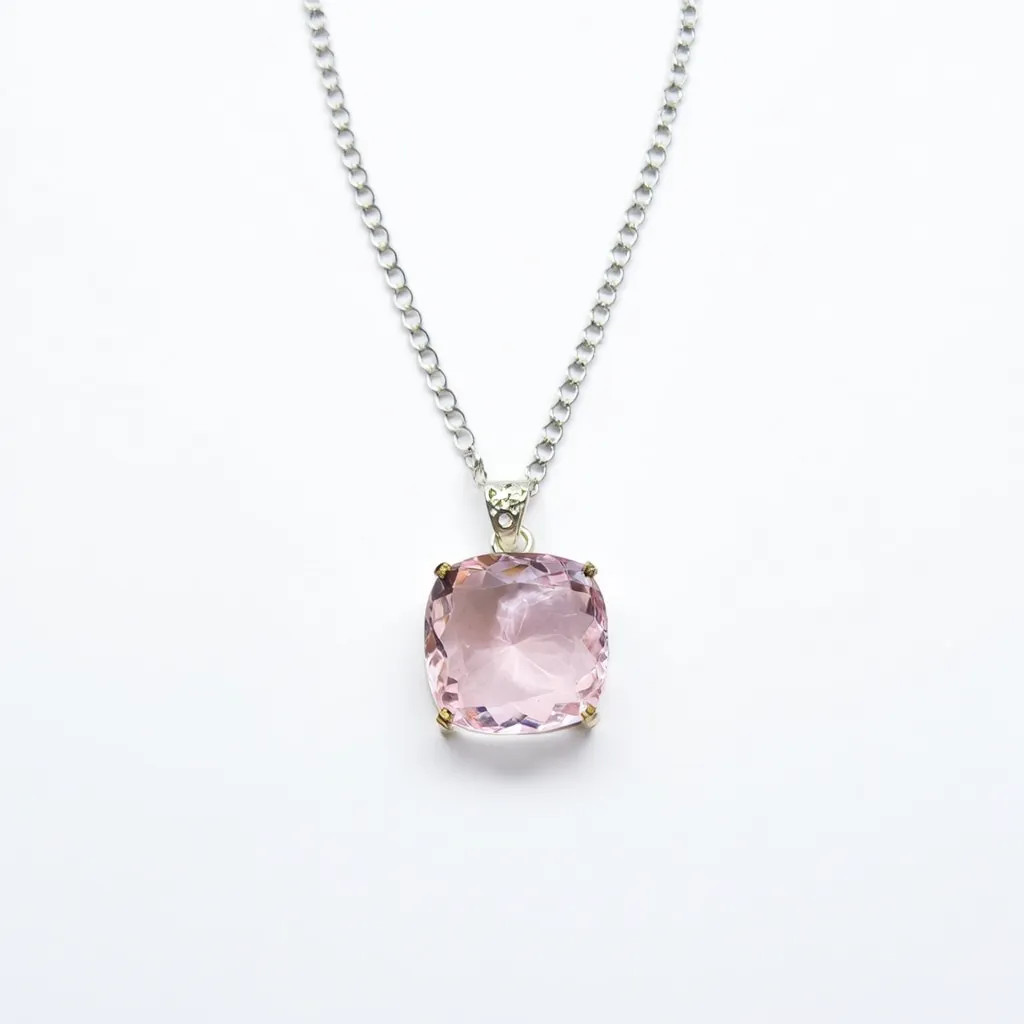 High Quality Pink Sapphire Cushion Necklace 70-80Ct, Gemstone Pendant