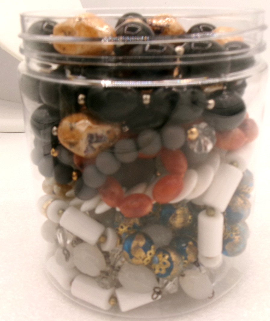 Mystery Jewelry Jar Vintage Beaded Statement Necklaces All Wearable 14 ounces