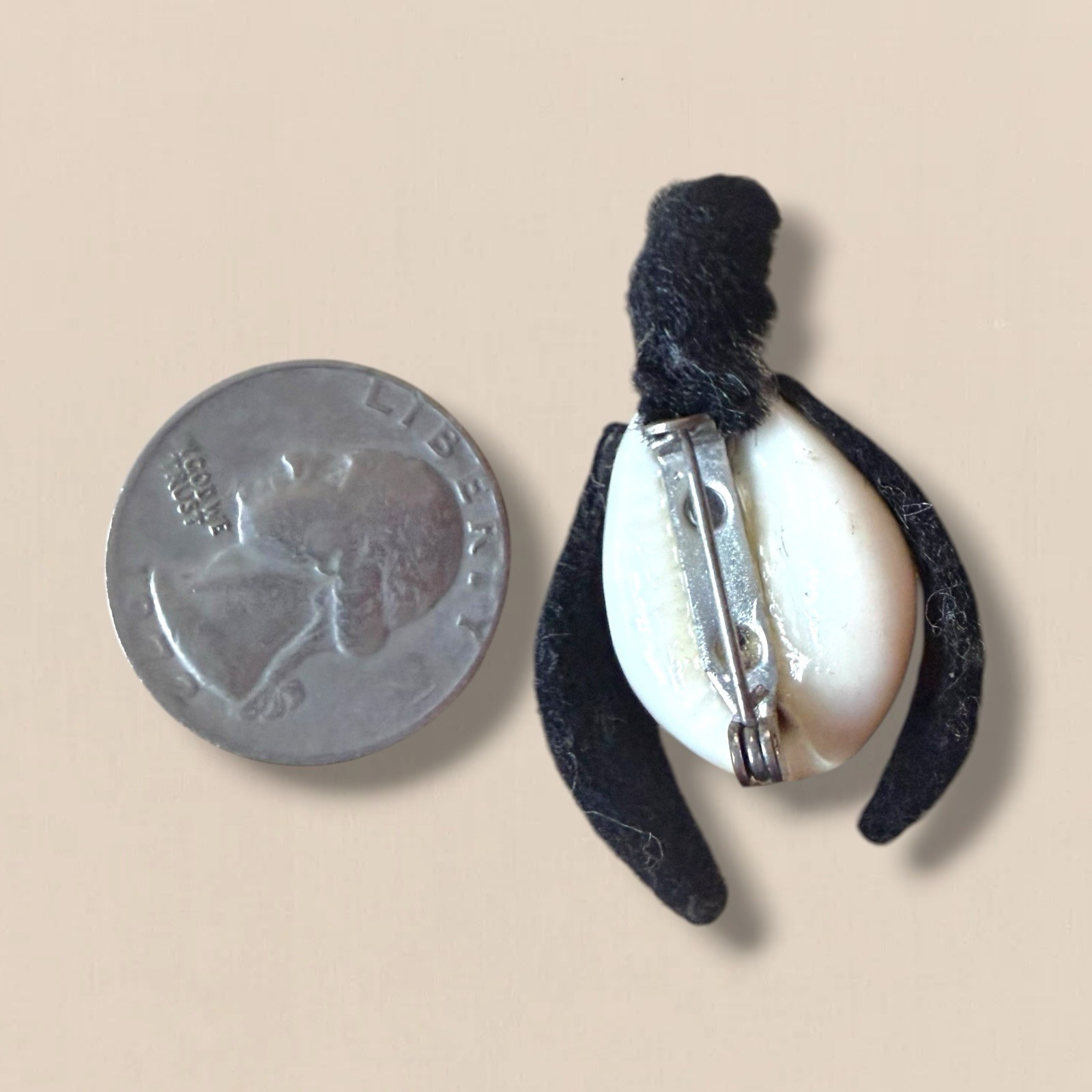 Dog Brooch Shell Handmade Vintage Souvenir Figural Pin Folk Art