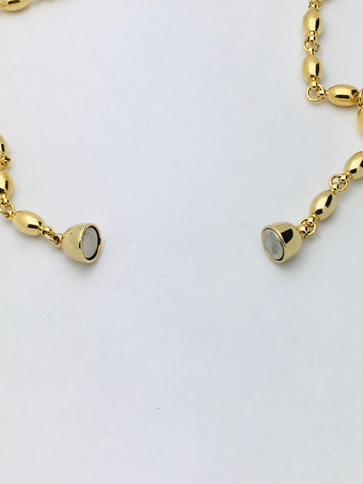 Vintage polished faceted gold oval ball Chain magnetic clasp necklace 18” New