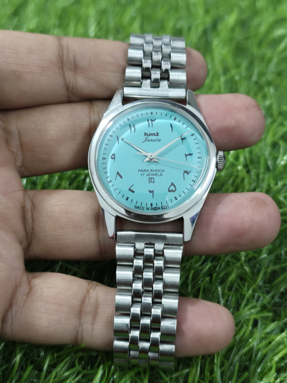 Vintage HMT Janata Blue Dial Hindi Numerals Mechanical hand Winding Transparent