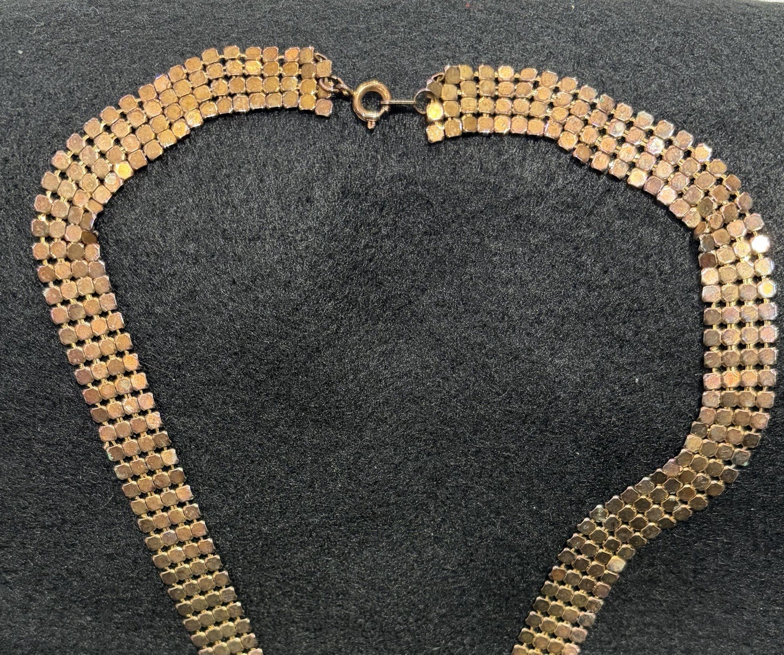 Vtg 70s Chain Mail Mesh Tie Necklace, Whiting Davis?