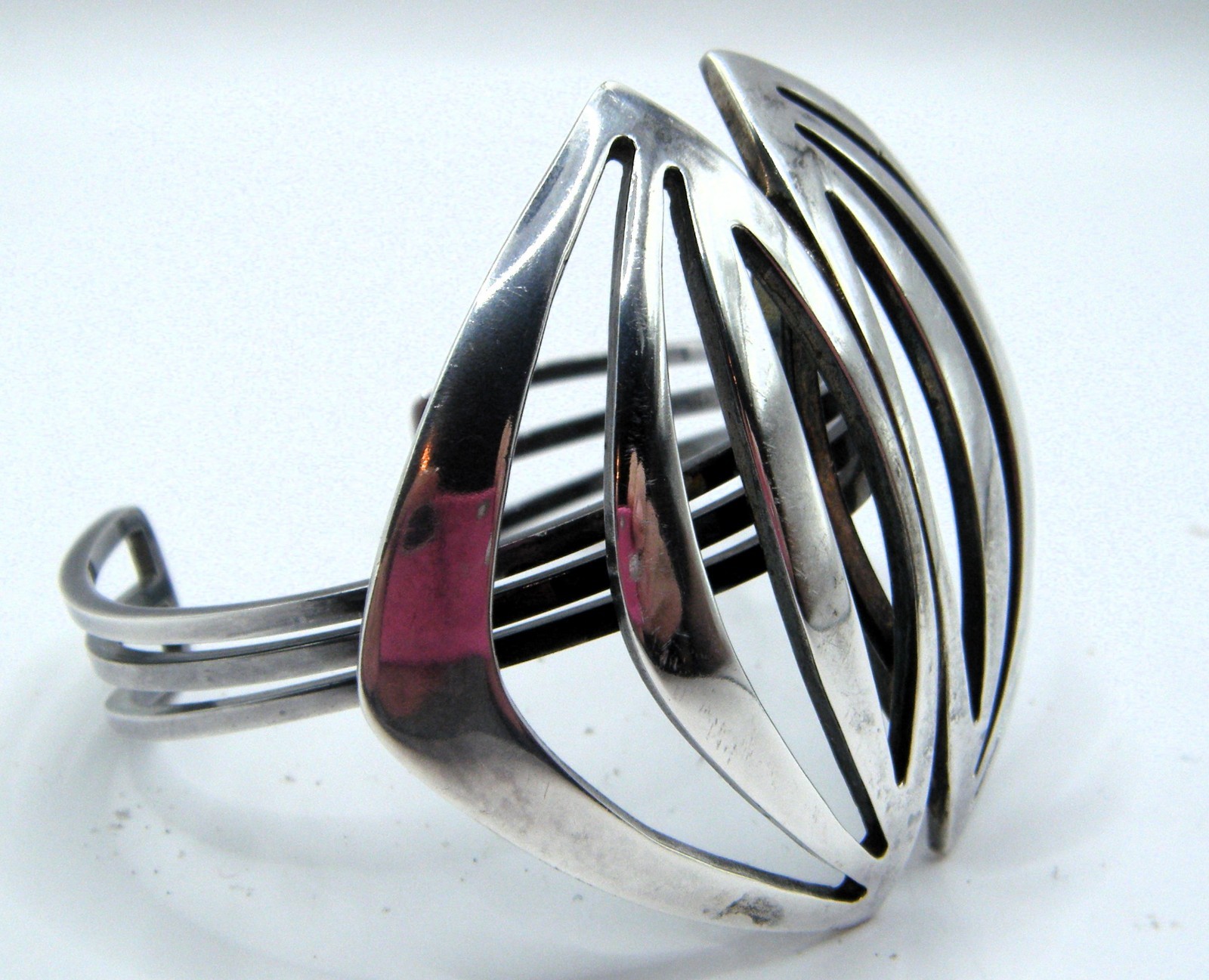 Niels Erik Sterling Silver 925 Modernist Abstract Cuff Bracelet Denmark N E From
