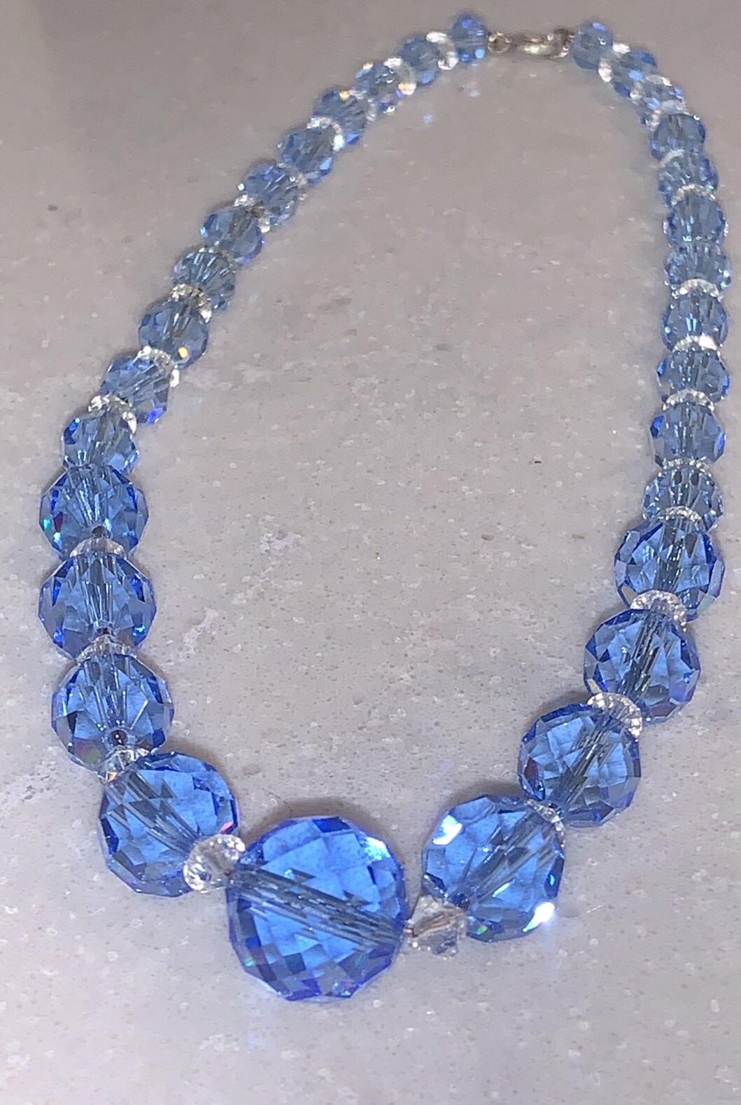 Gorgeous 1930’s German Sterling Graduated Glass Art Deco Crystal Necklace🔥Sign