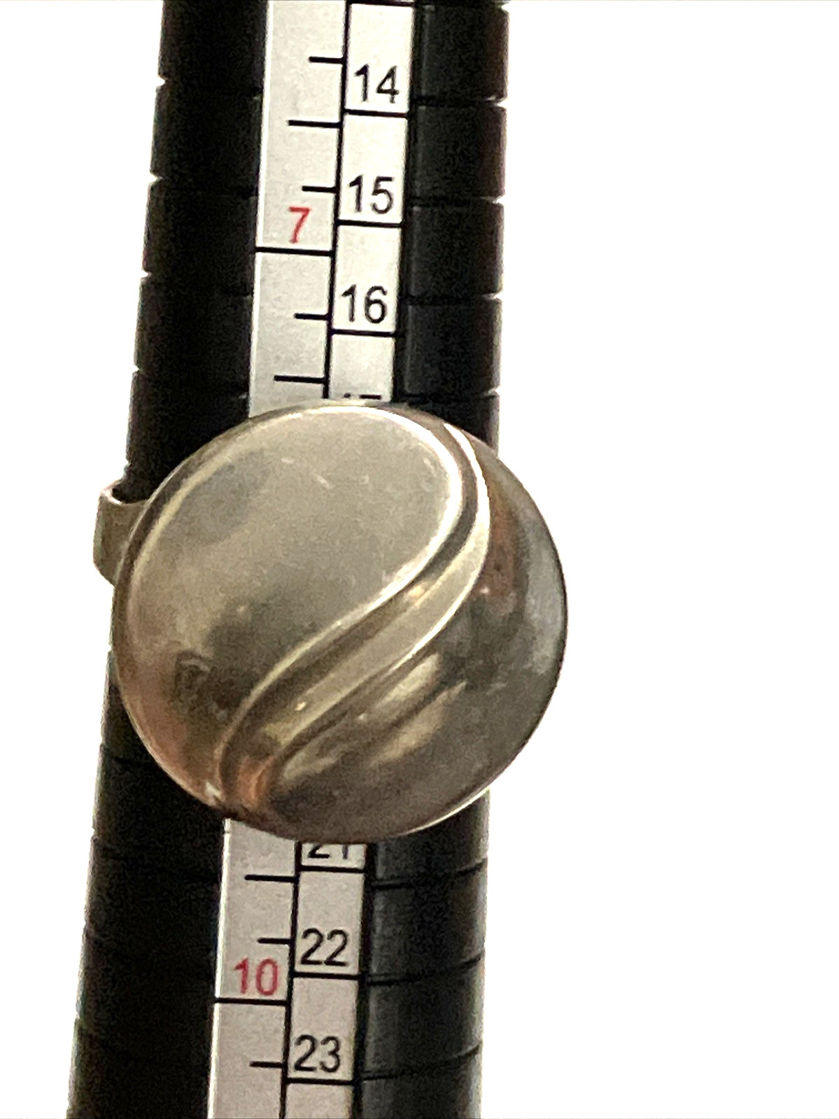Vintage 1970s MCM Modernist Sterling S?Dome Ring Folded Wave Adjustable Band