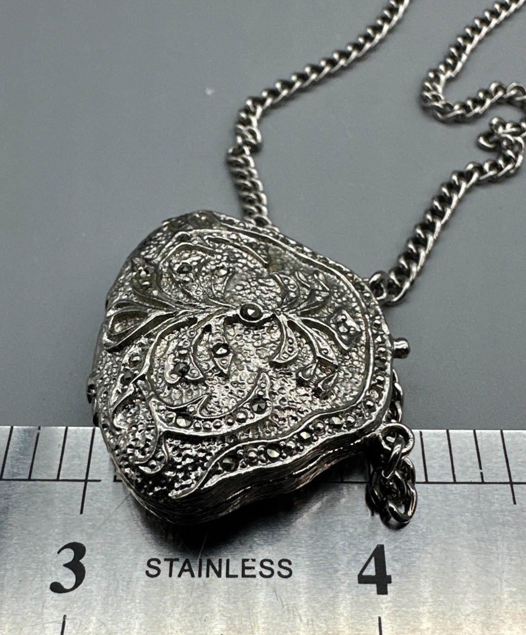 Vintage Xanadu Quartz Y2K Purse Hidden Watch Necklace Works Marcasite Adorned
