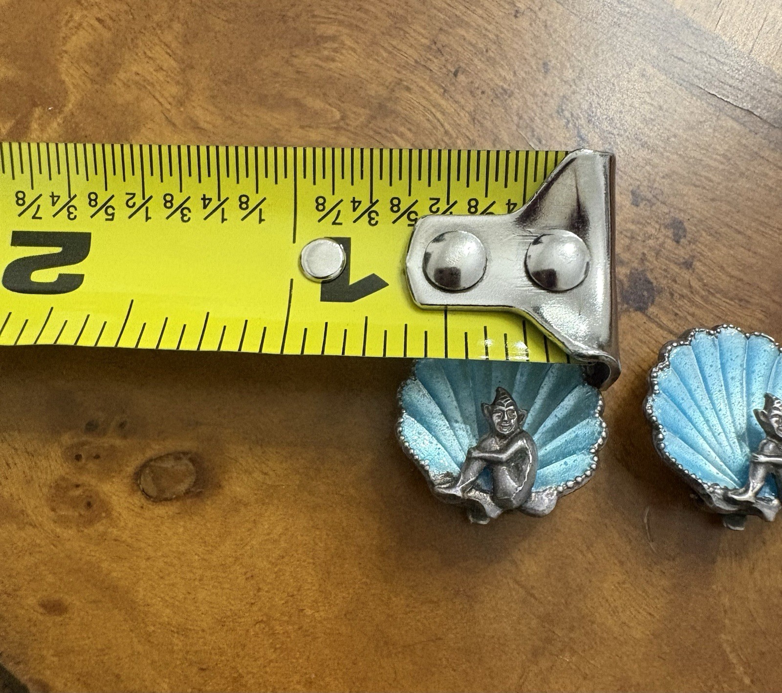 VTG 1930s Sterling Bernard Instone Art Deco Figural Cornish Pixie Shell Earrings