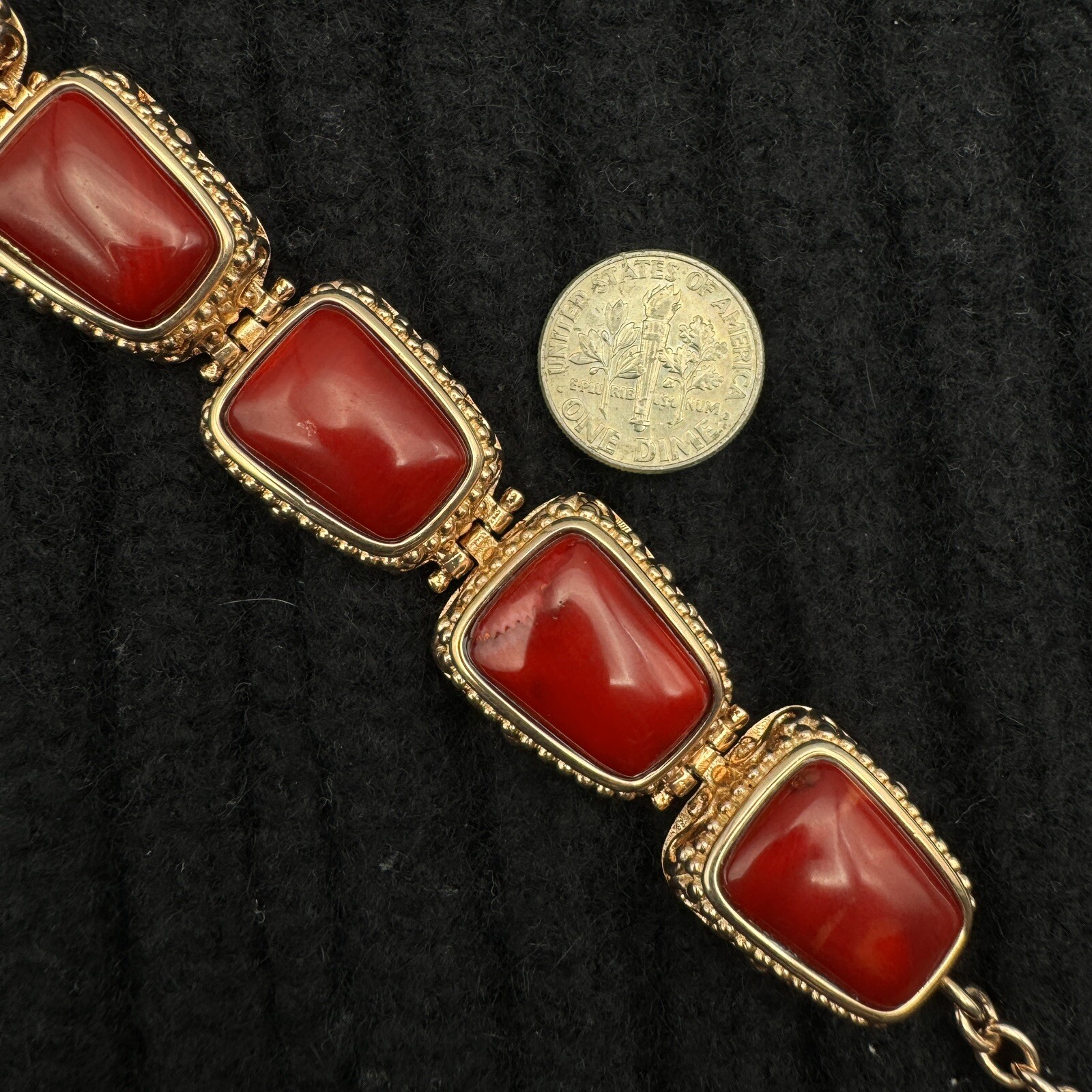Vintage Sterling Natural Red Coral Bracelet Rose Gold Plated BBJ JZ China 925