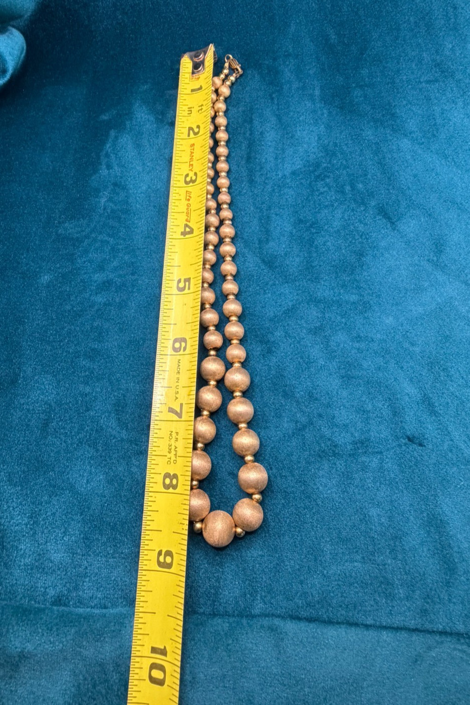 Vintage Sterling Silver Beaded Necklace Gold Tone Marked ‘925 Italy V’ 16″ 39.8g