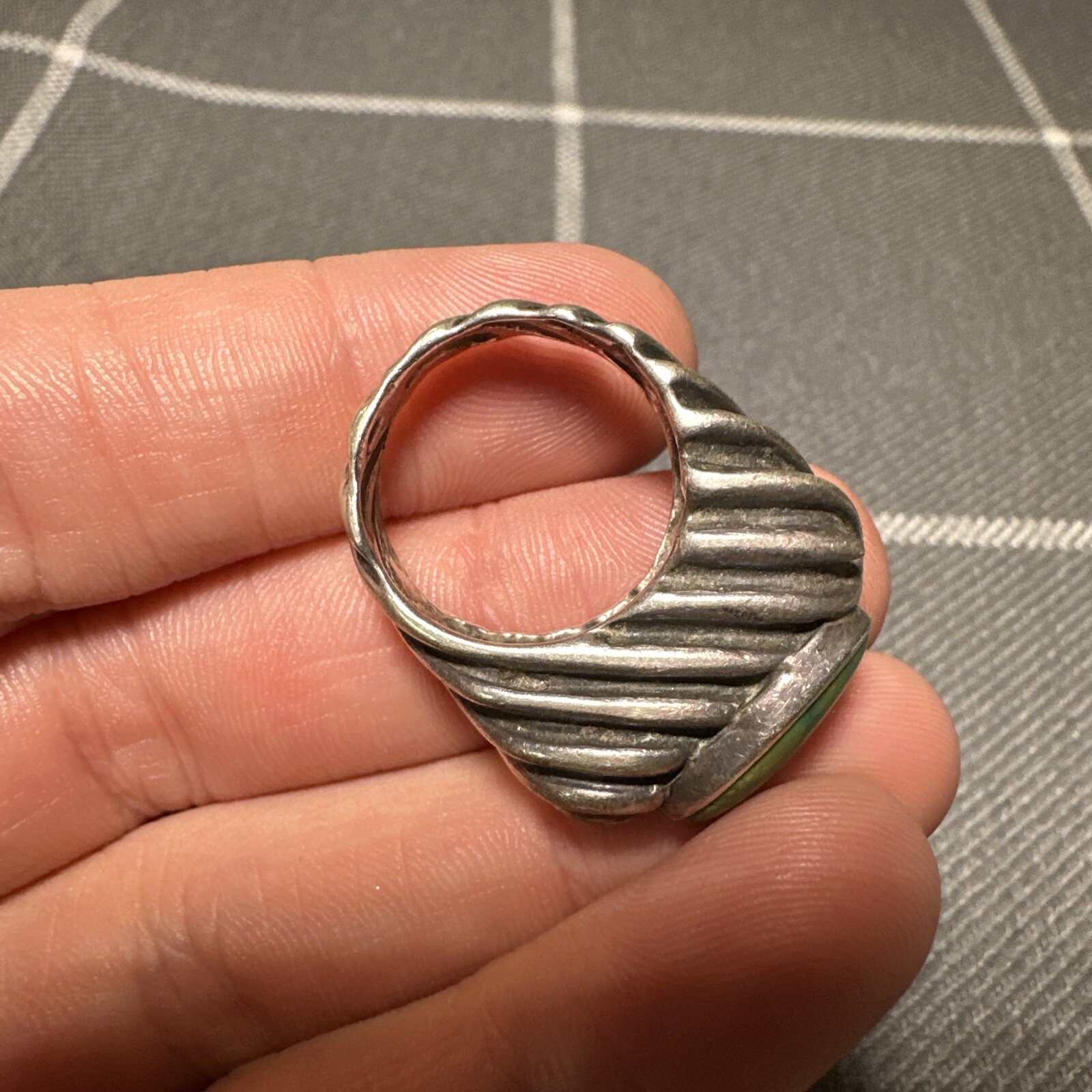 Vintage Dian Malouf Sterling Silver 14k Turquoise Statement Ring Size 8.25