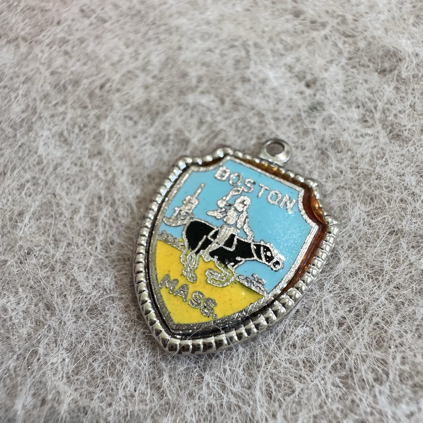 Vintage Sterling Silver Boston Massachusetts Charm Pendant Paul Revere Horseback