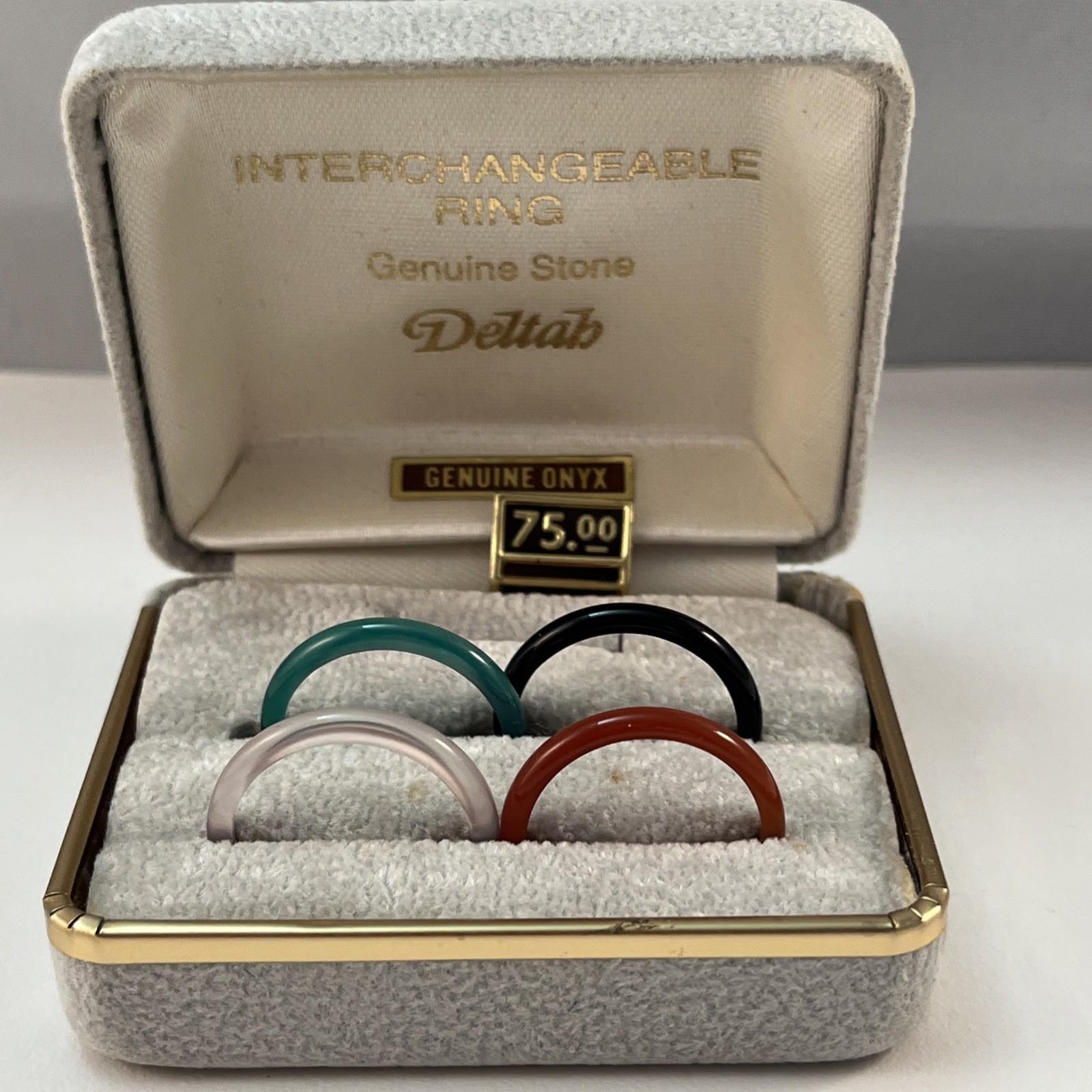 Vintage DELTAH Genuine Stone Interchangeable Band Inserts NO RING Size 7.75-8