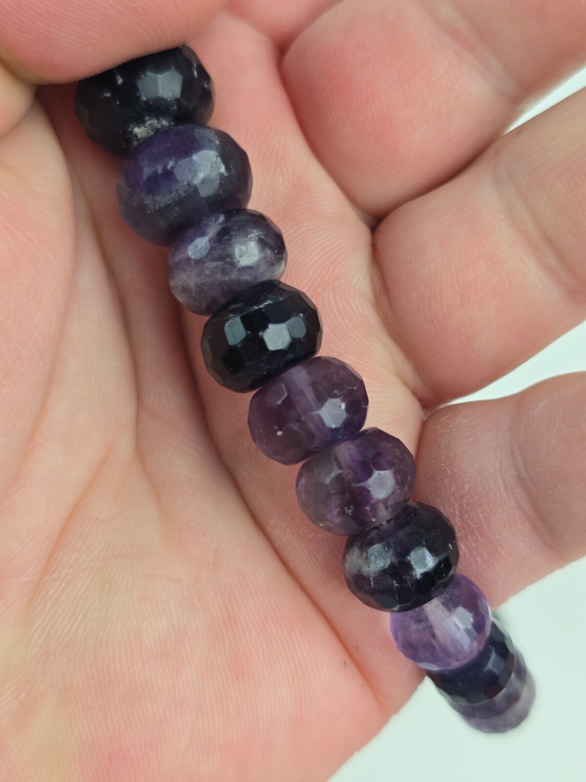 Sterling Silver Large Faceted Shades Purple Amethyst Graduated Bead Necklace 20″