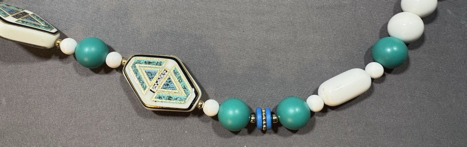 Vintage Southwestern Necklace and Clip Earrings Set, Turquoise Style, Japan