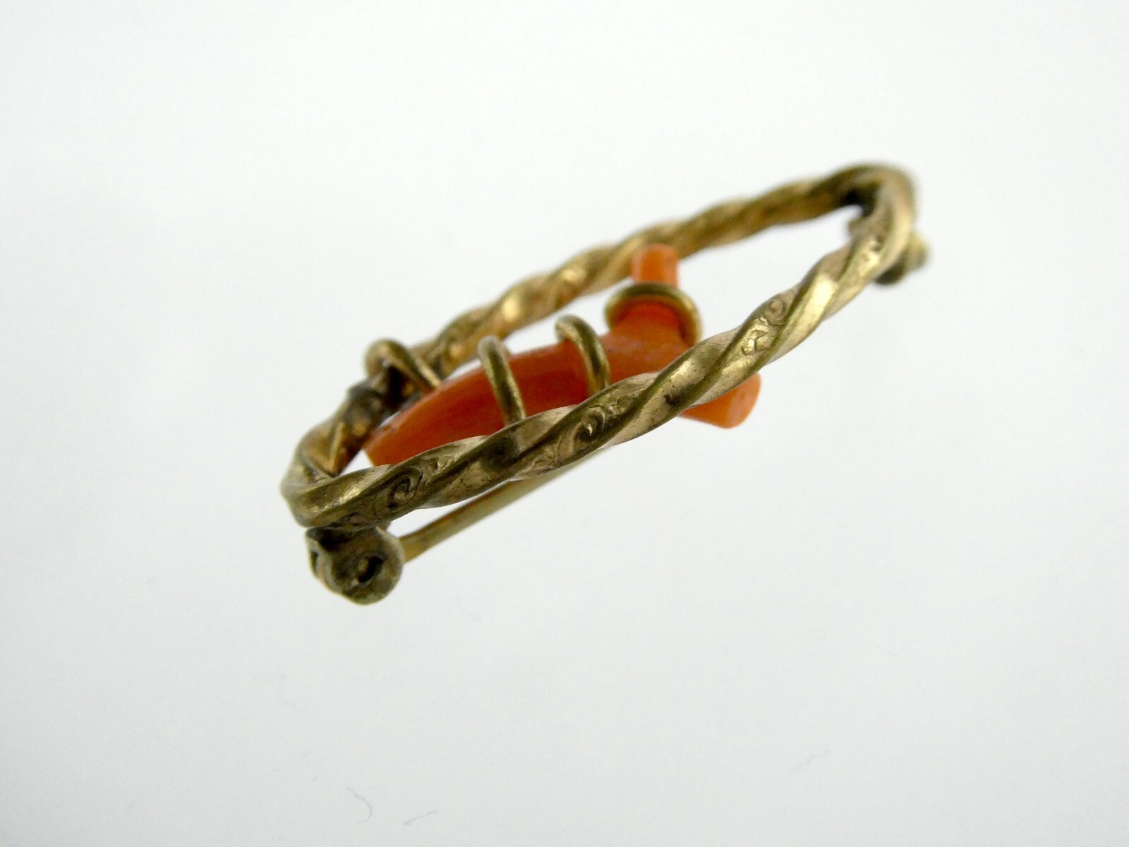 Antique Victorian Branch Coral Gold Filled Pin or Brooch Unmarked 2.2g 1 1/8 In