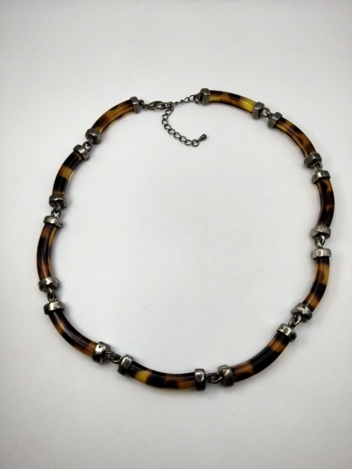 Vintage Faux Tortoise Shell Acrylic Necklace Adjustable