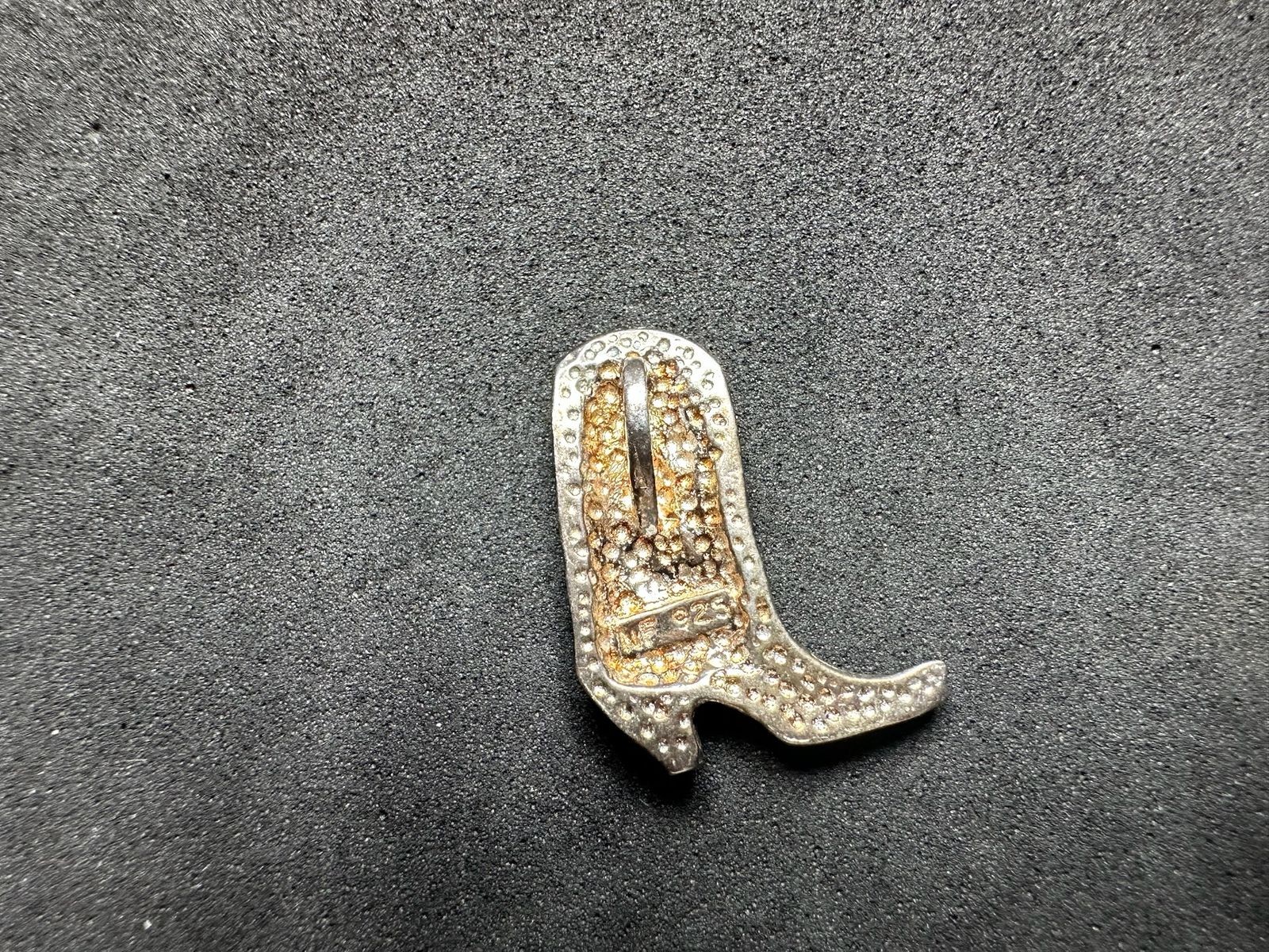 2.57g Vintage Sterling Silver 925 Cowboy Boot Leaf Inlay Pendant M