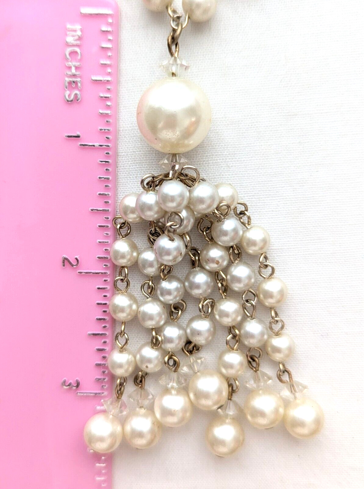 Tassel Fringe Pendant Necklace Faux Pearl Vintage Layered Art Deco Style Jewelry