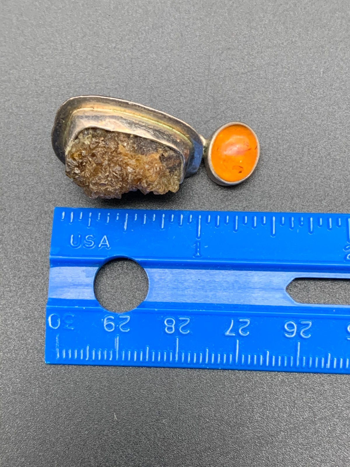 Vintage AKR Amy Kahn Russell Sterling Silver 925 Amber Clip On Earrings (767)