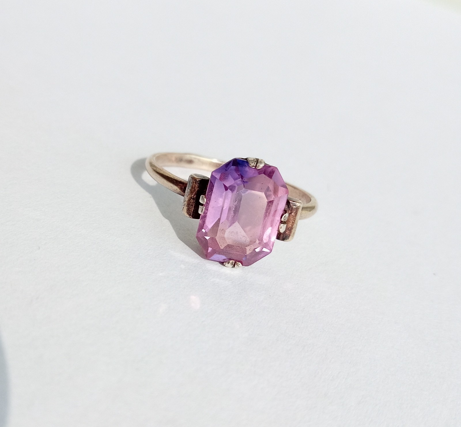 Vintage Ring Purple stone Sterling Silver 875 star USSR times Jewelry size 8.25
