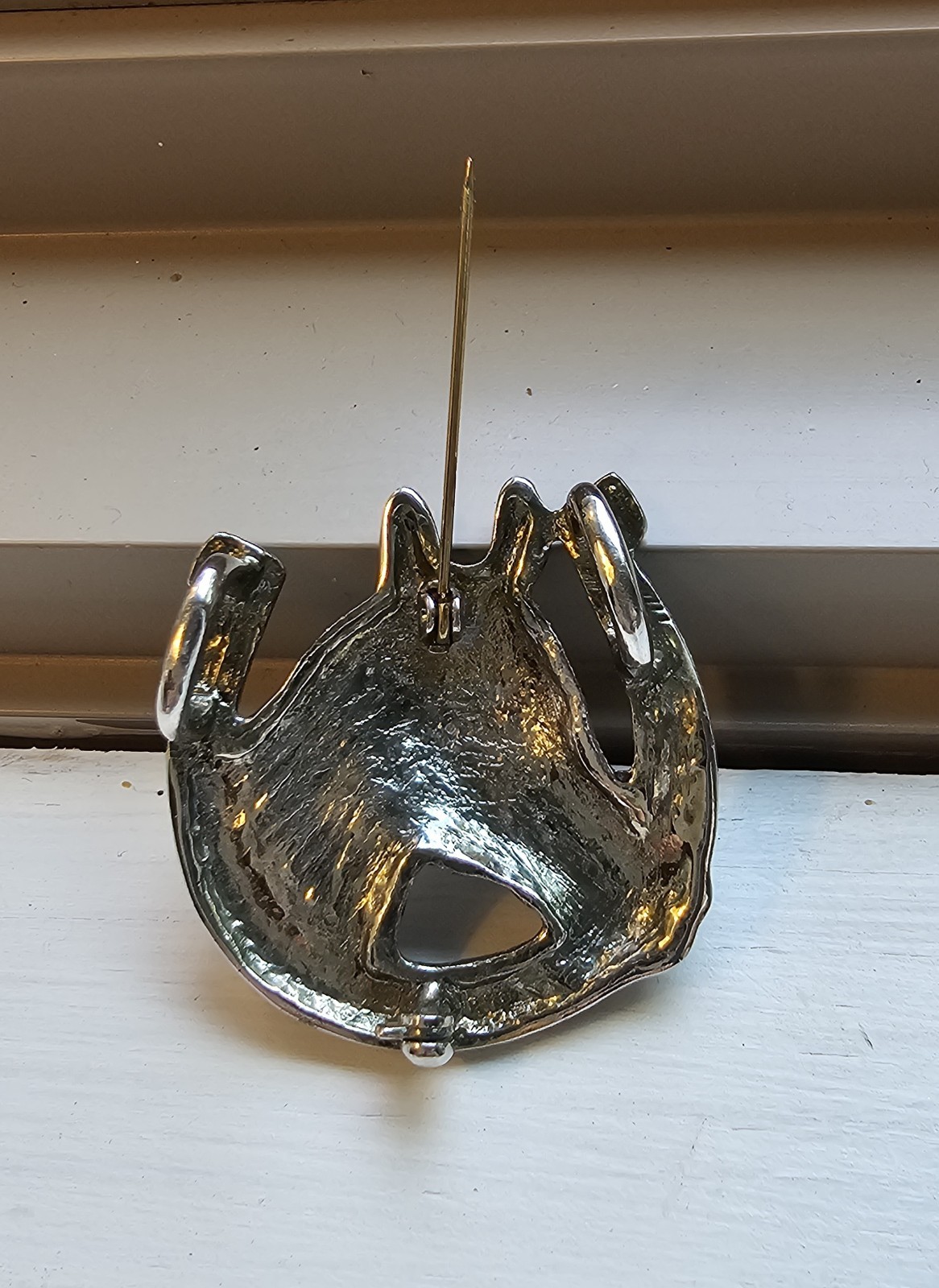 Horse Head in Horse Shoe Silver Toned Brooch Pin/Pendant Equestrian Jewelry VTG!