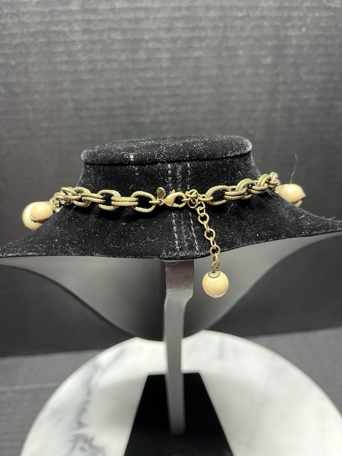 Vtg Bronze Tone Vanilla Beaded 19″ Statement Necklace by Gerard Yosca Boho Lux
