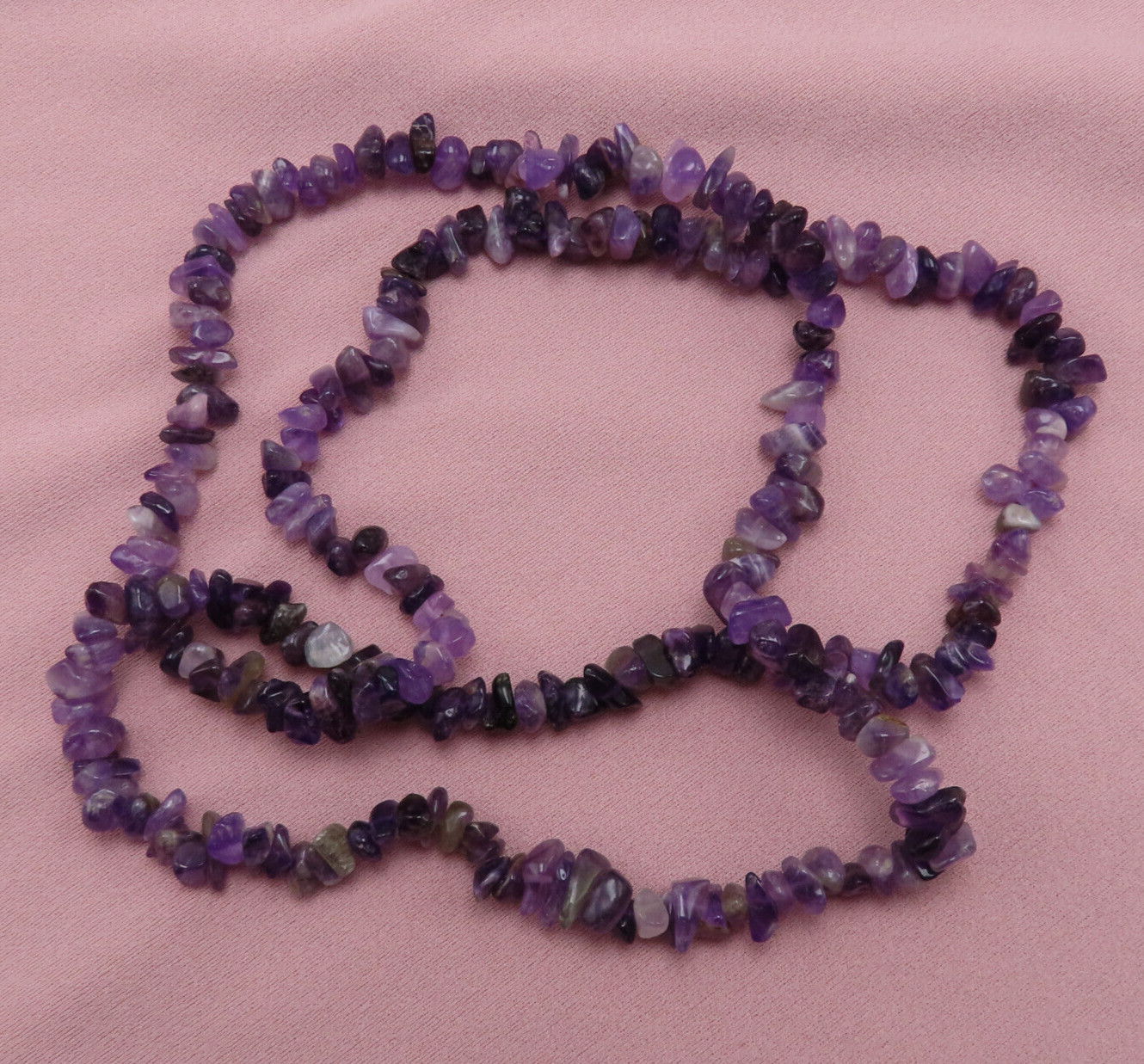 Amethyst Necklace Gemstones Purple Chip Beads 36 inch Nuggets Strand 638c