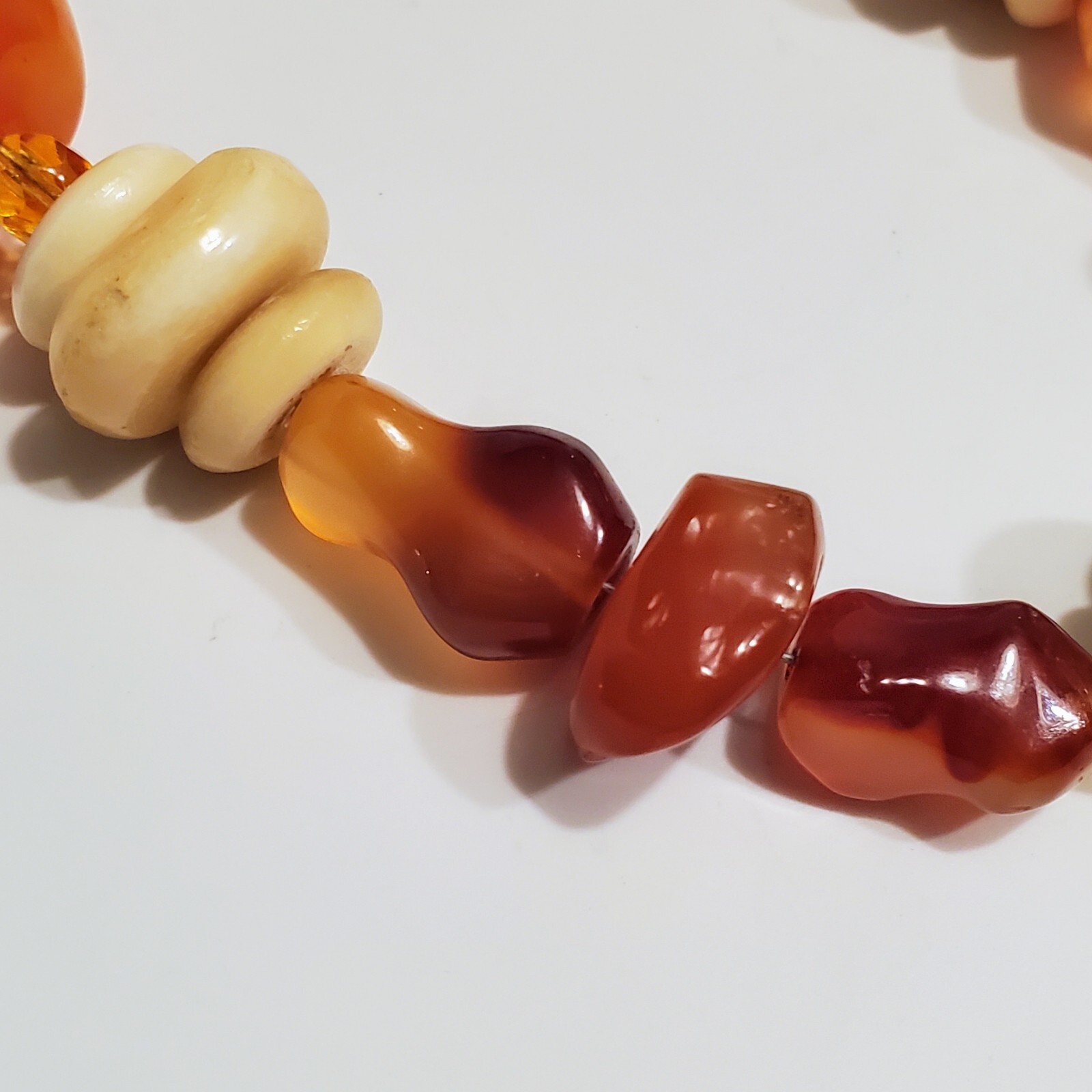 Bead Necklace Carnelian Agate Bone Crystal Butterscotch Egg Yolk Amber Beads UV