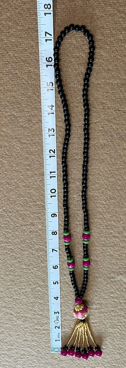 Vintage Long Handmade Glass Beaded Statement Necklace
