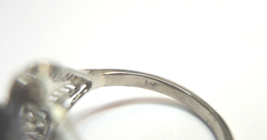 Antique Art Deco Diamond Engagement 18K White Gold Ring Size 5.75 EGL USA