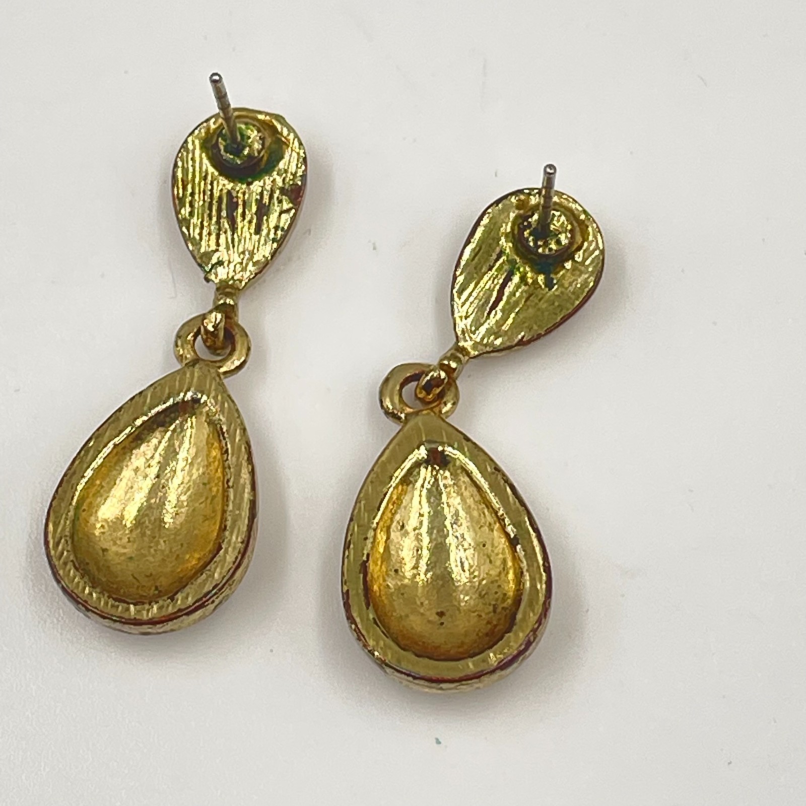 Vintage Gold-Tone Classic Polished Double-Tier Teardrop Dangle Drop Earrings