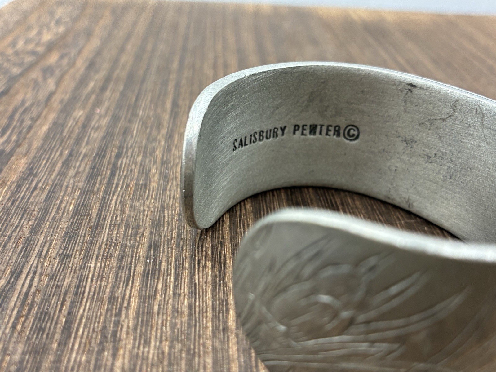 Salisbury Pewter Cuff Bracelet | Carnation “January” Flower Of The Month