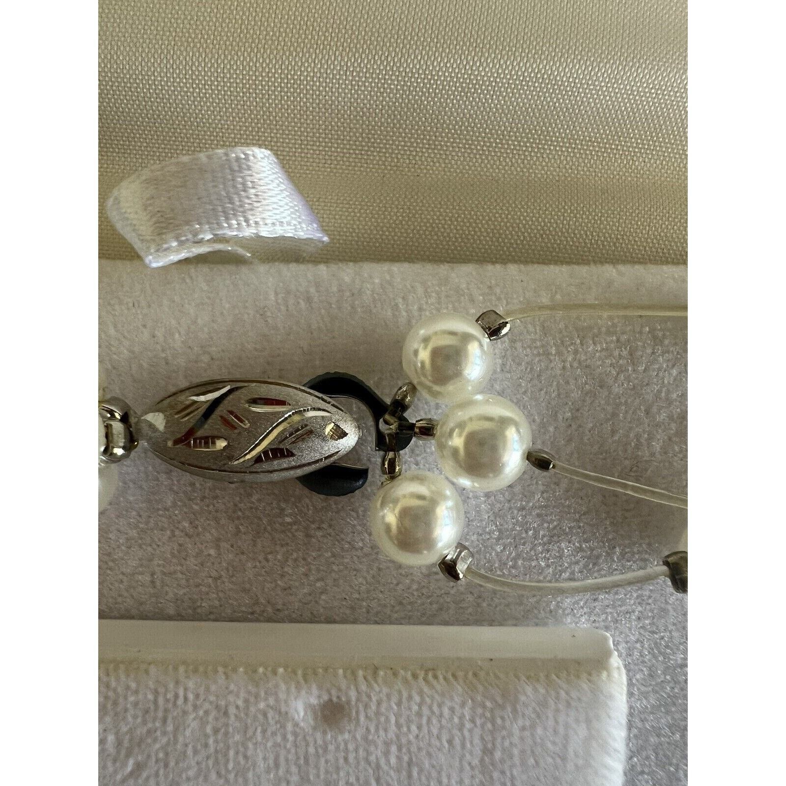 2 PC FIFTH AVENUE Collection JEWELRY 3 Strand Costume PEARL Hand Made G Silver