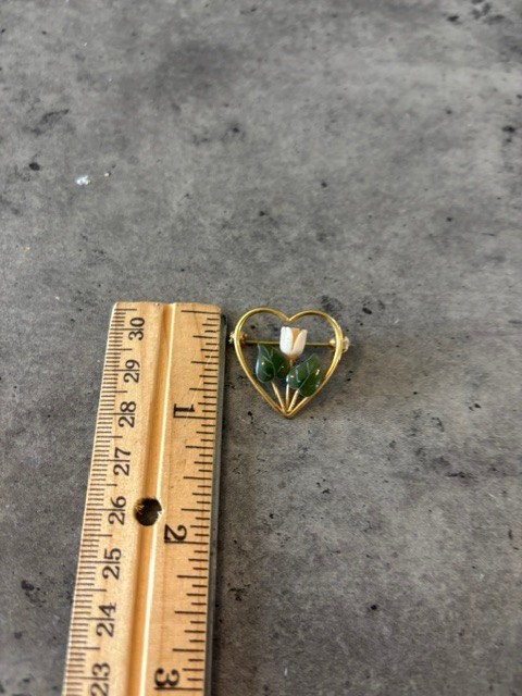 Vintage Lot of 3 Gold Tone Open Heart Brooch Pin Romantic-Tulip, Heart and Arrow