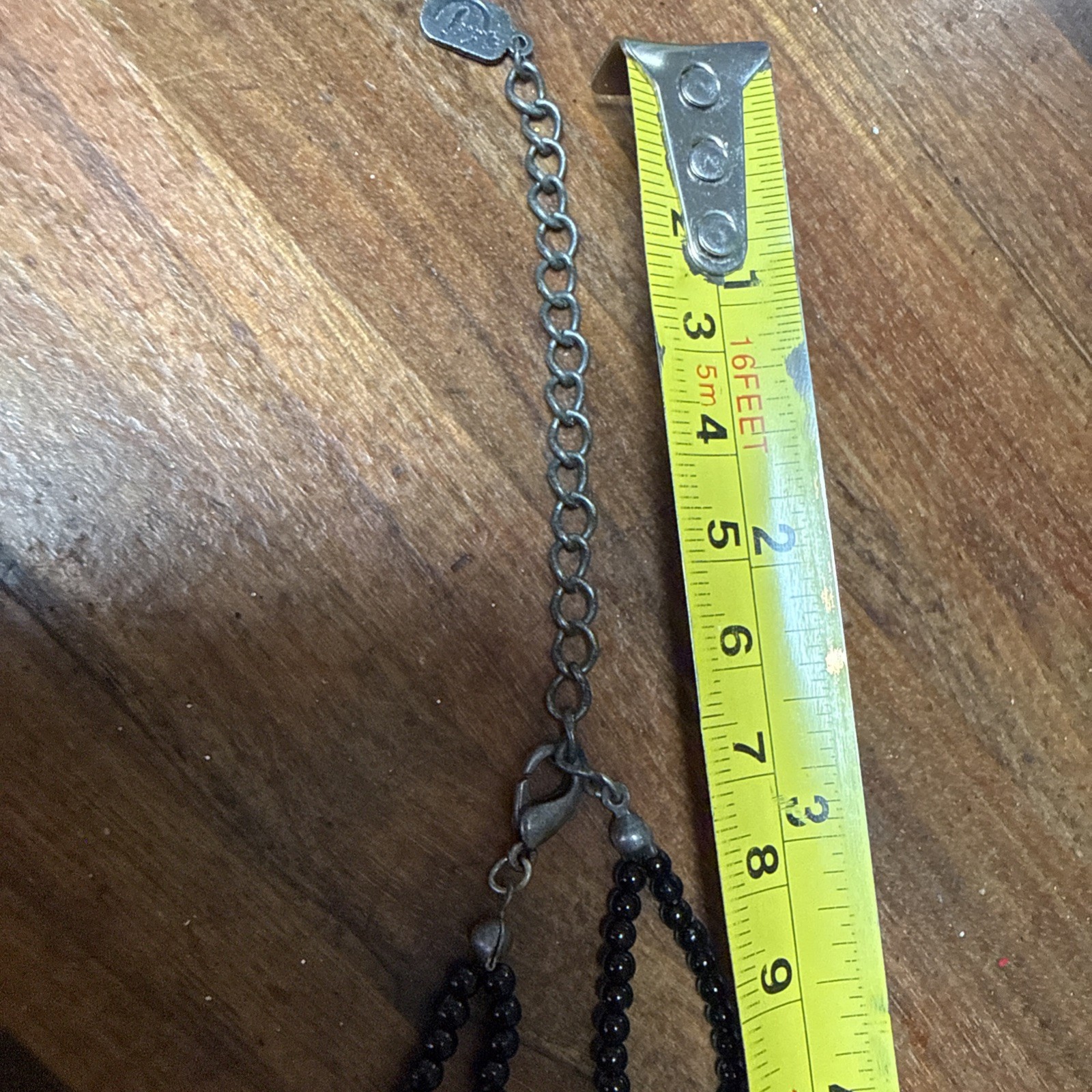VTG You & i Black and Wolverine Necklace With Copper tone Beads. 16” & 3” Exten
