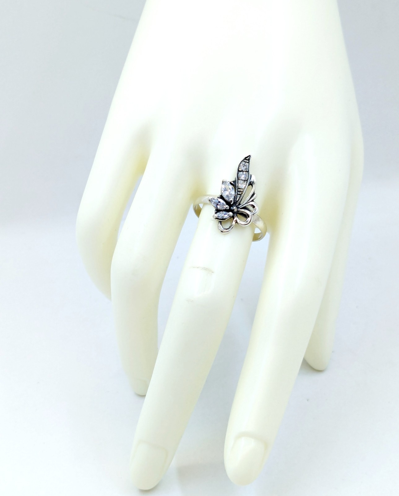 Vintage Luxury RING Silver 925 with Bright Stones-size: 9.5US(19.5mm) Ukraine#79