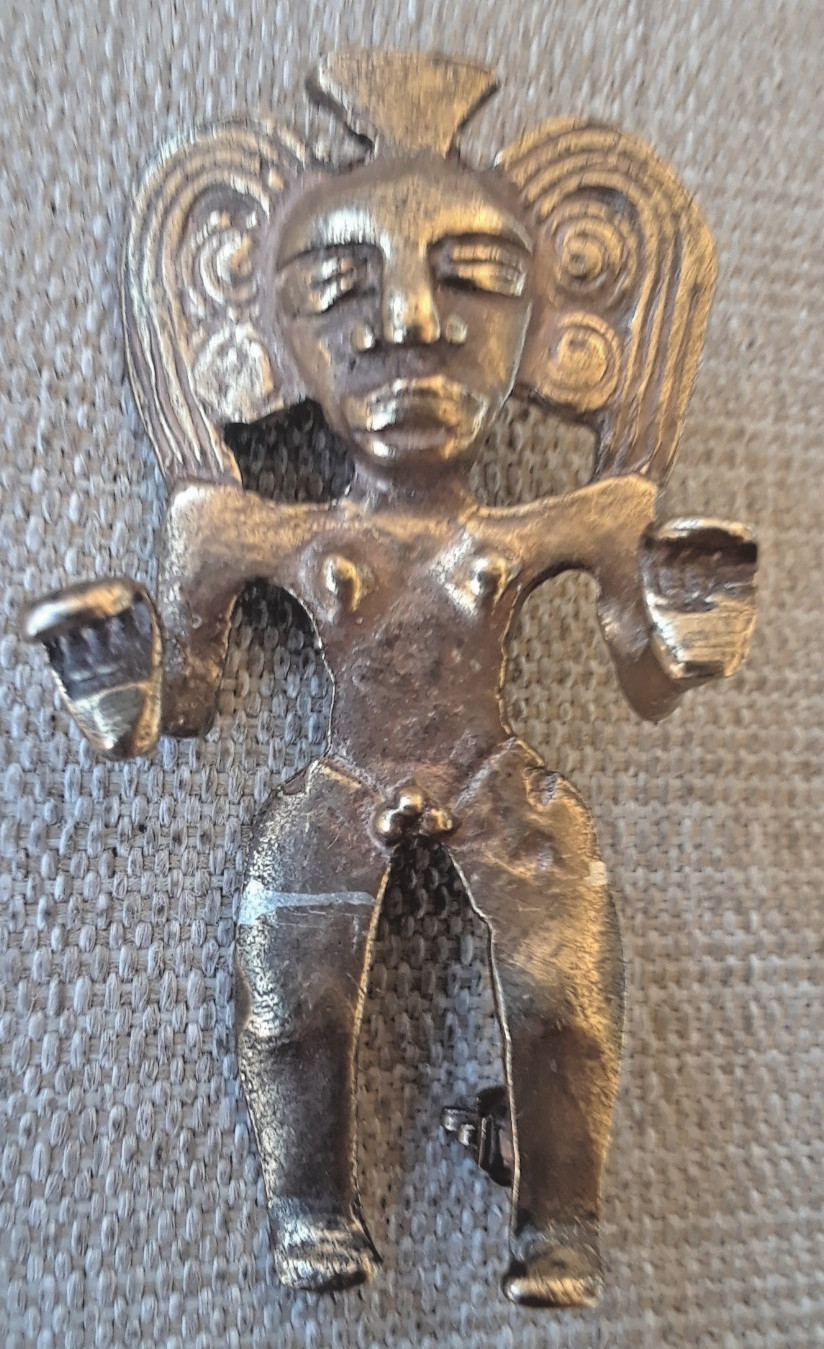 Vtg 1950s Alva Studios Museum Reproductions Calima Mayan Figural Brooch signed