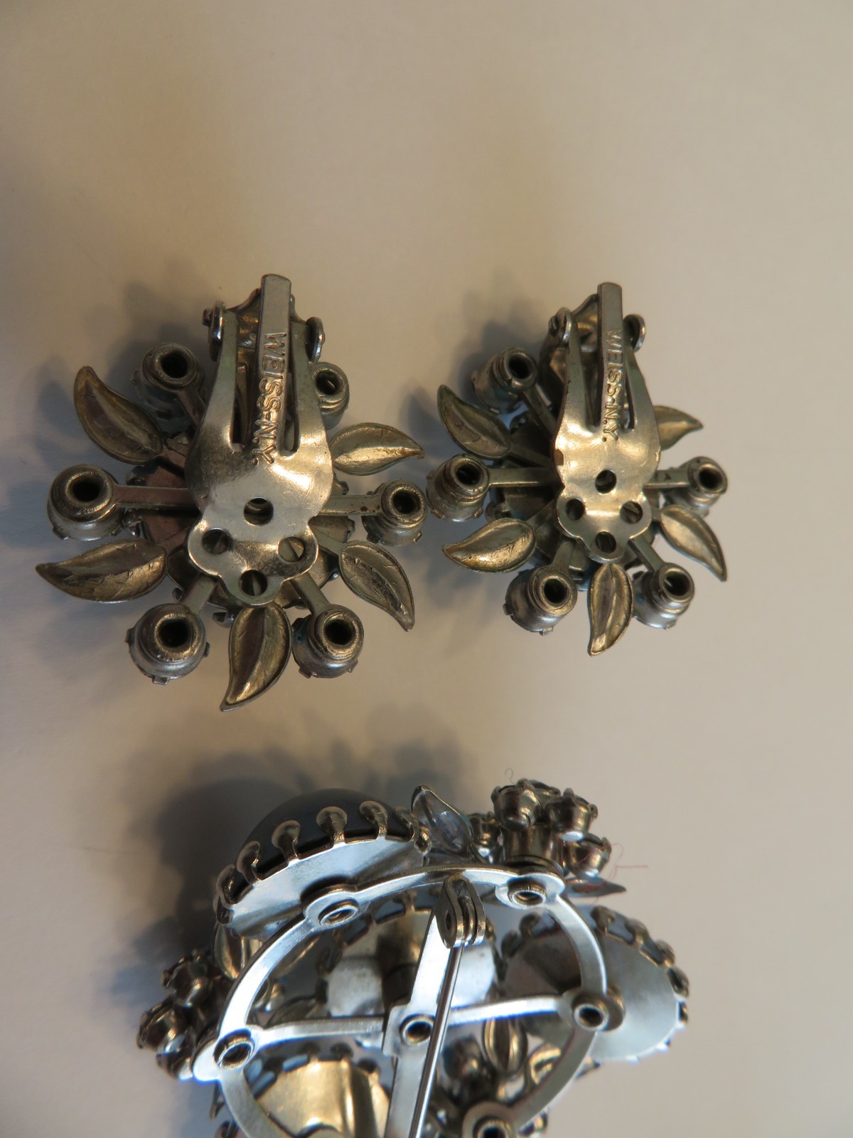 Vintage Weiss NY (marked) Brooch and Earrings Set