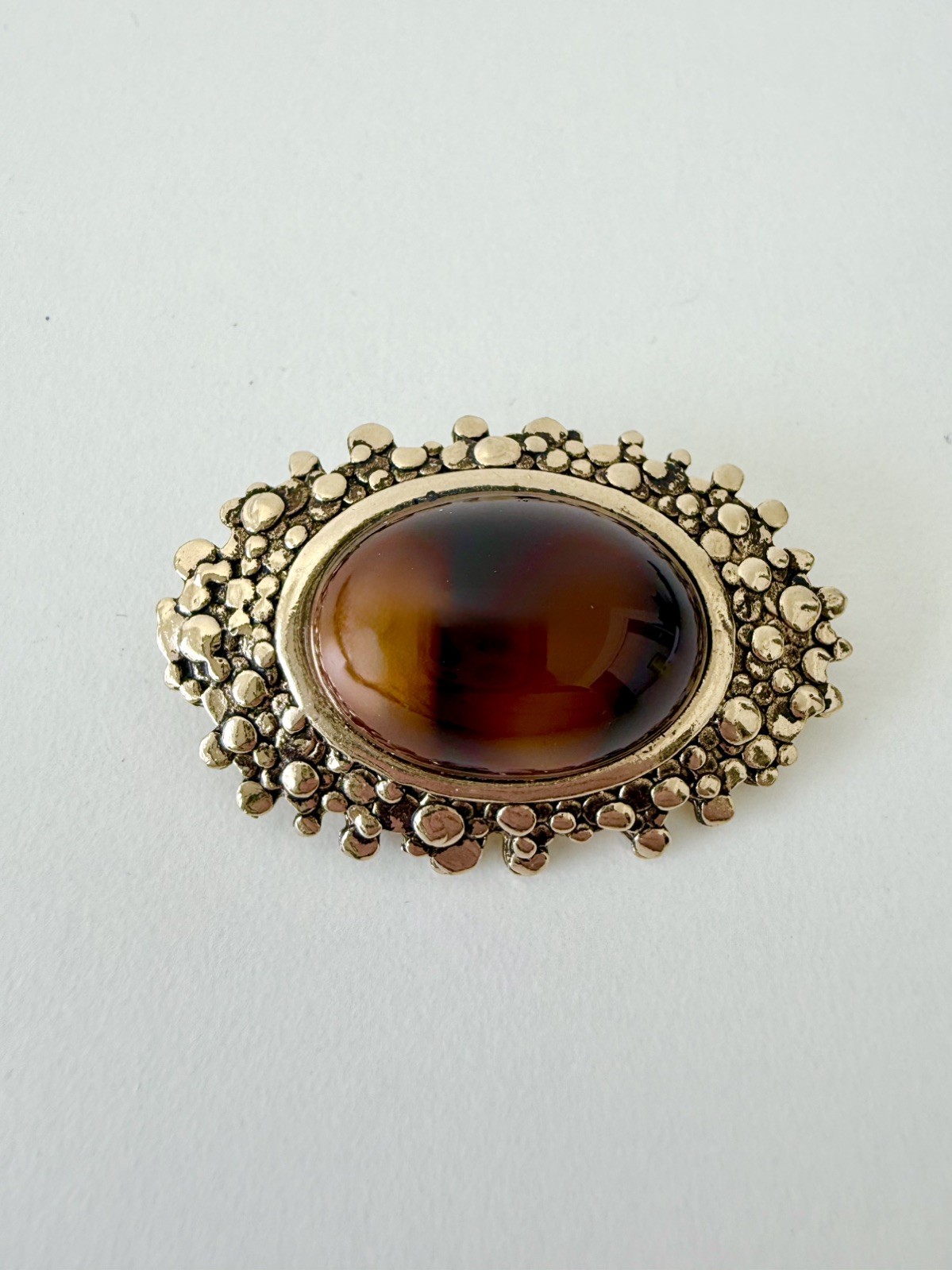 Vintage 1971 Sarah Coventry Canada “Amber Glo” Brutalist Brooch