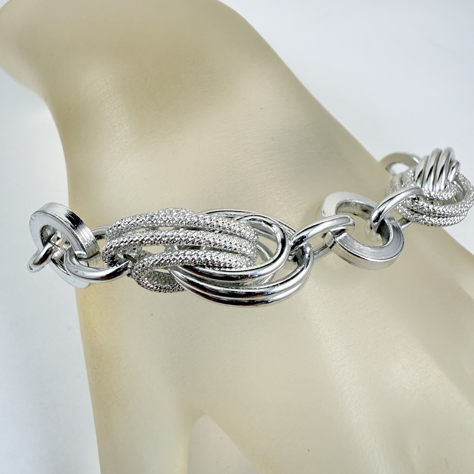 Vintage Two GERMANY Silver Tone Lightweight Bracelets Flamingo & Chain Link