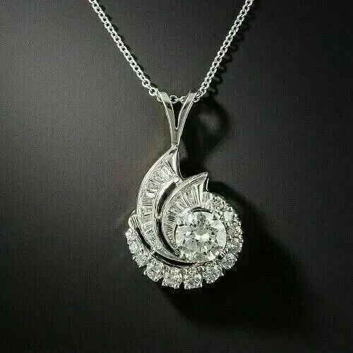 2.50Ct Round Lab Created Diamond 14K White Gold Finish Women’s Wedding Pendant