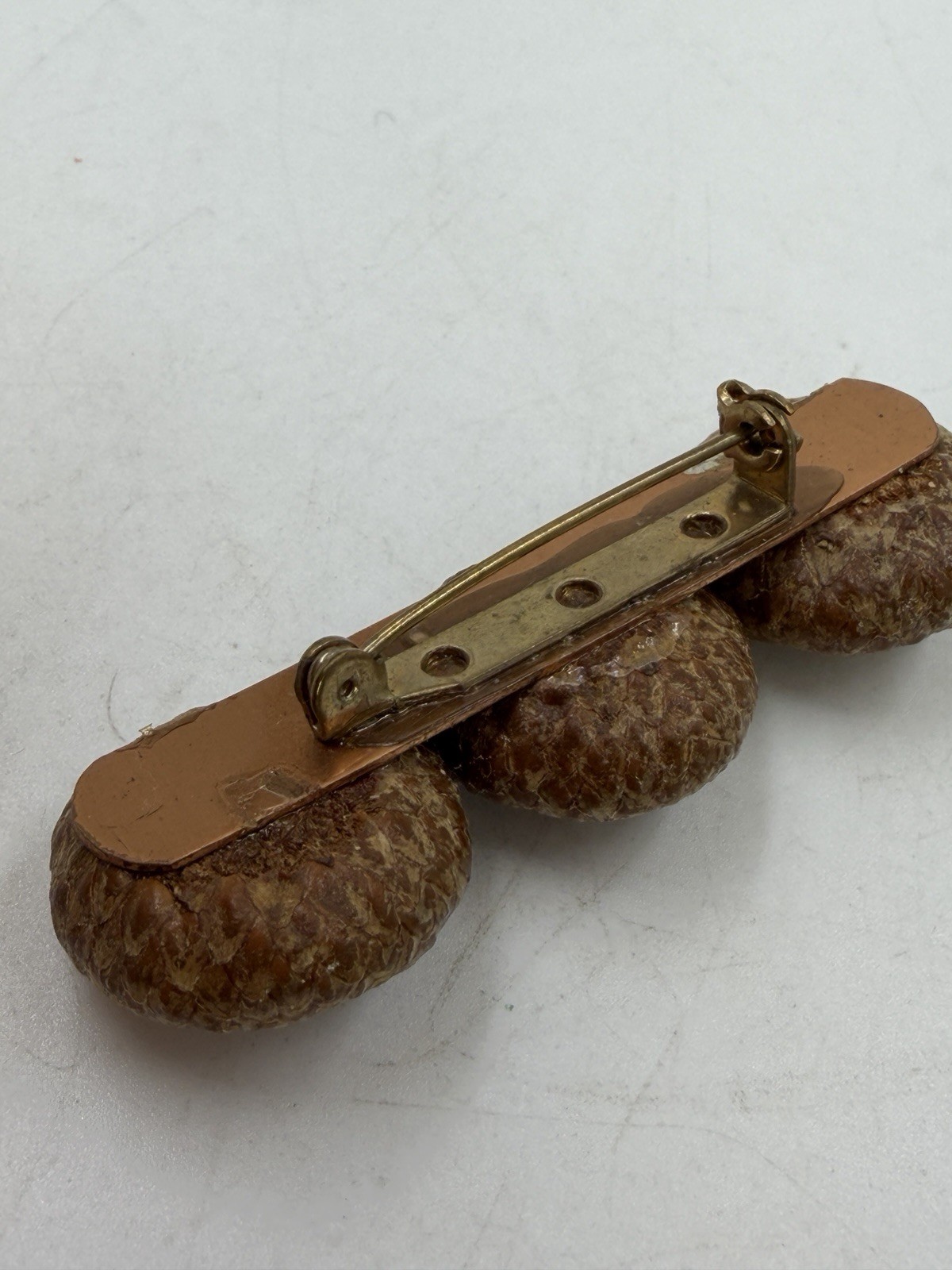 Vintage Brooch Art Deco Flower Wood Cork? Woodland Wonder LIghtweight