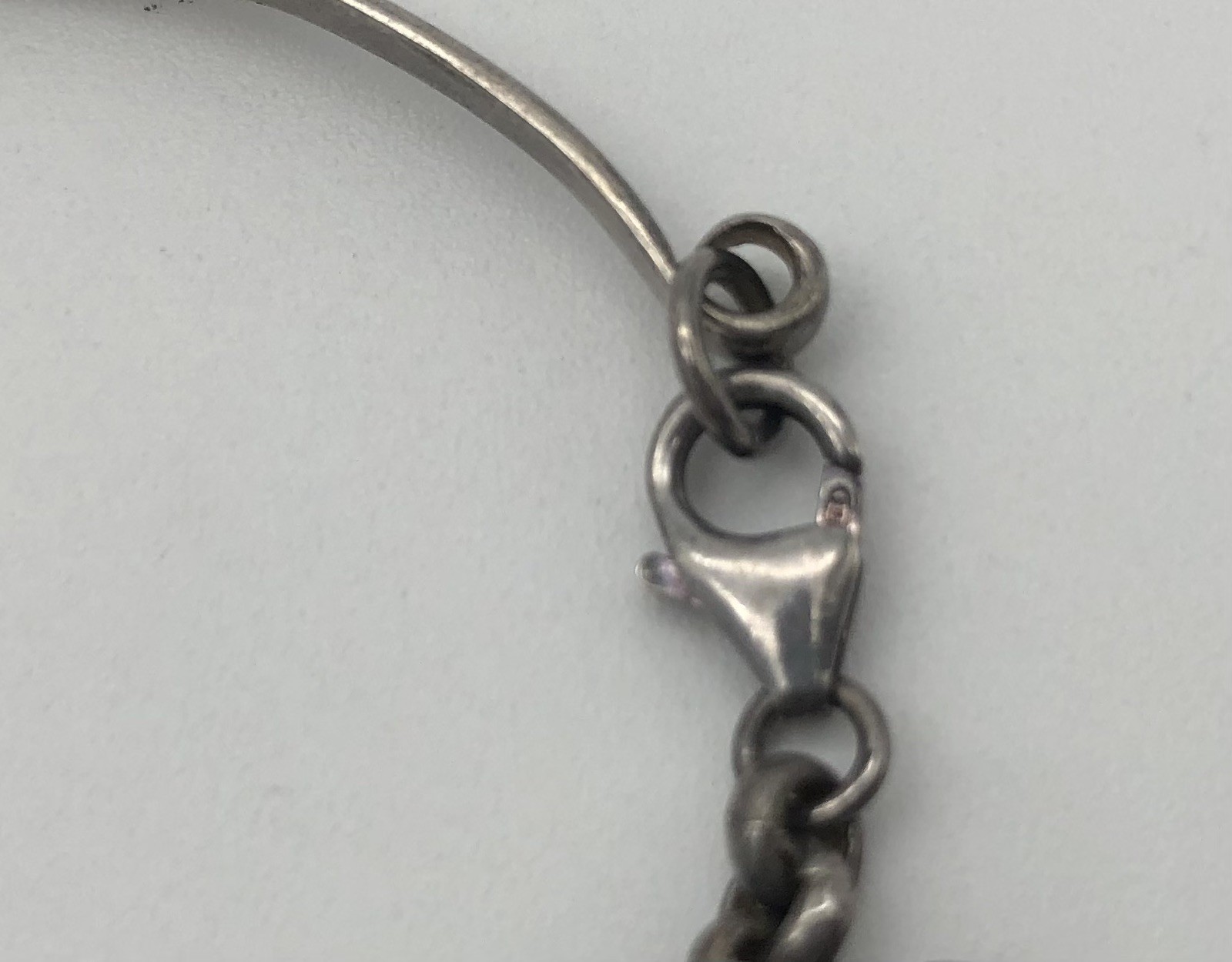 Vintage Sterling Silver Heart And Key Charm Bracelet Marcasite Stones Faux Pearl