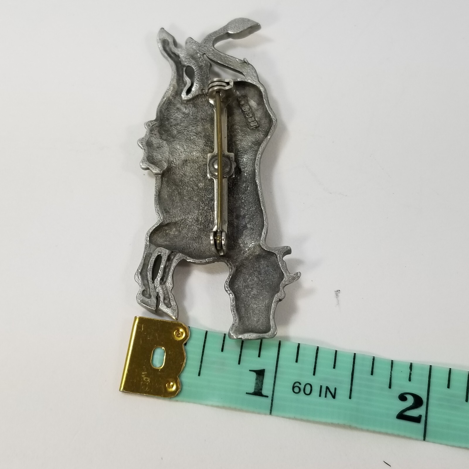 Vintage 1988 JJ The cow jumped over the moon brooch pin silver tone 2.25″