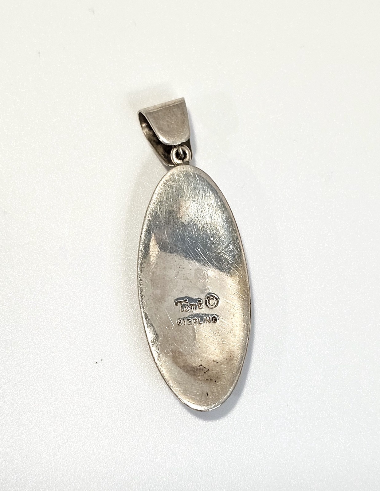 Teme sterling silver pendant Native American inlay