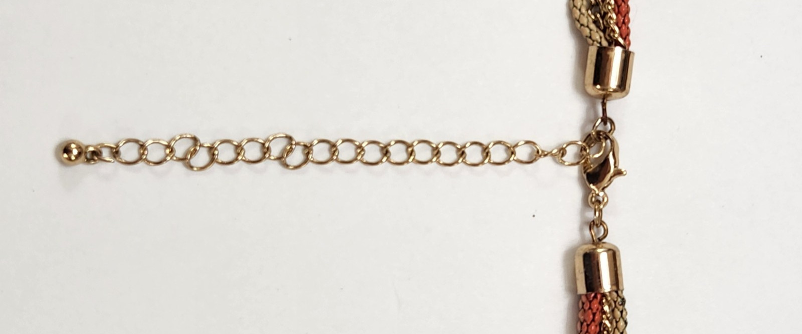 Vtg 5 Layer Chain Necklace Goldtone Peach Orange Business Casual Fashion Retro