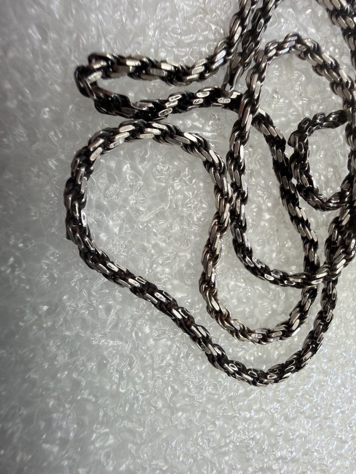 21.4g .925 Silver Vintage made in Italy Rope Med Lock Crimp 24Inch Necklace