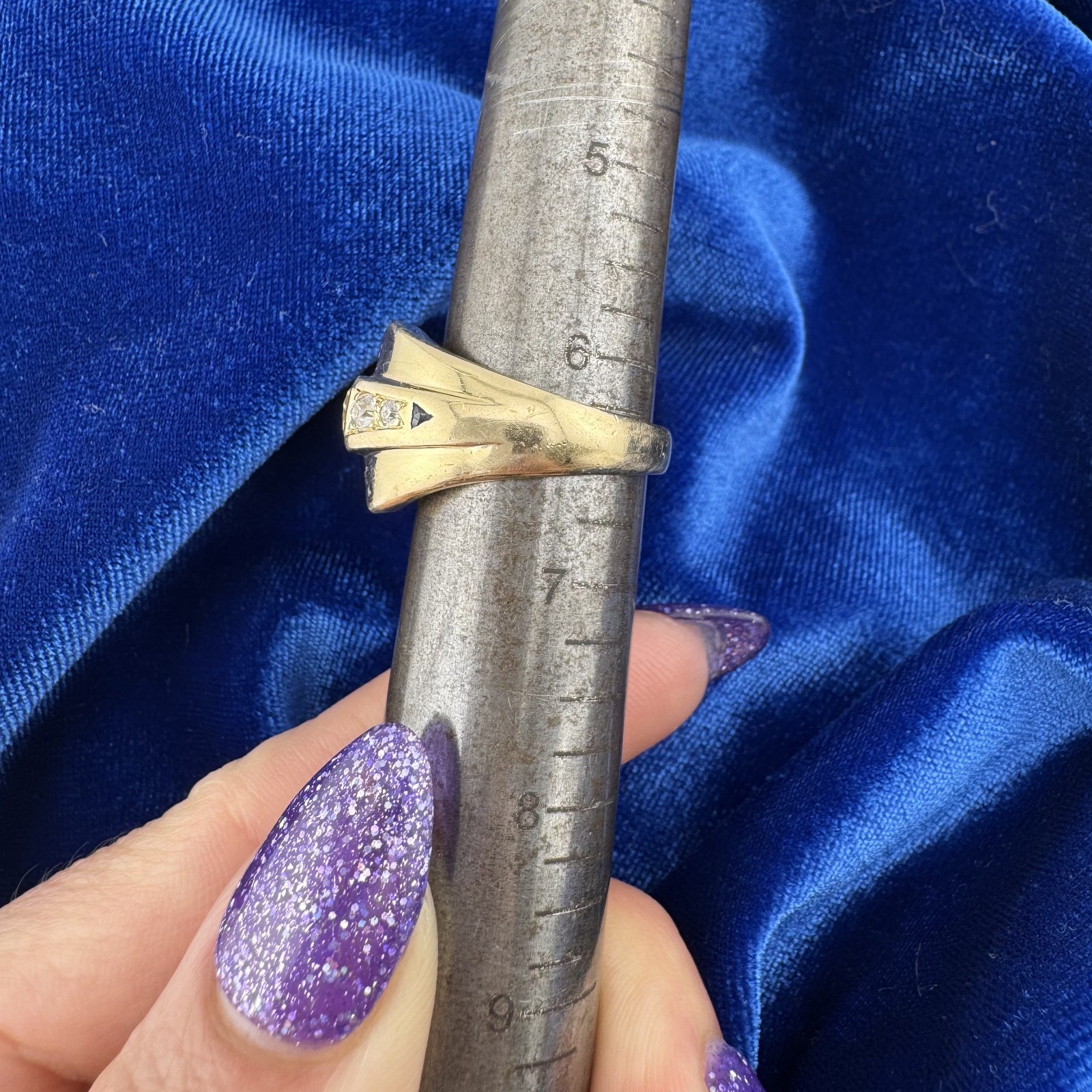 Vintage 14k Yellow Gold 0.53ct. Old European Cut Diamond Sapphire Ring 10.66g