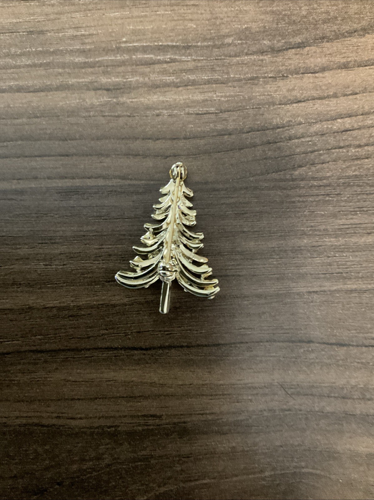 Vintage Estate Gold Tone Multicolor 19 Rhinestone Christmas Tree Brooch Pin